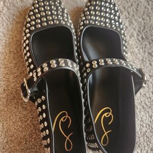 Sam Edelman Black Studded Mary Jane Shoes